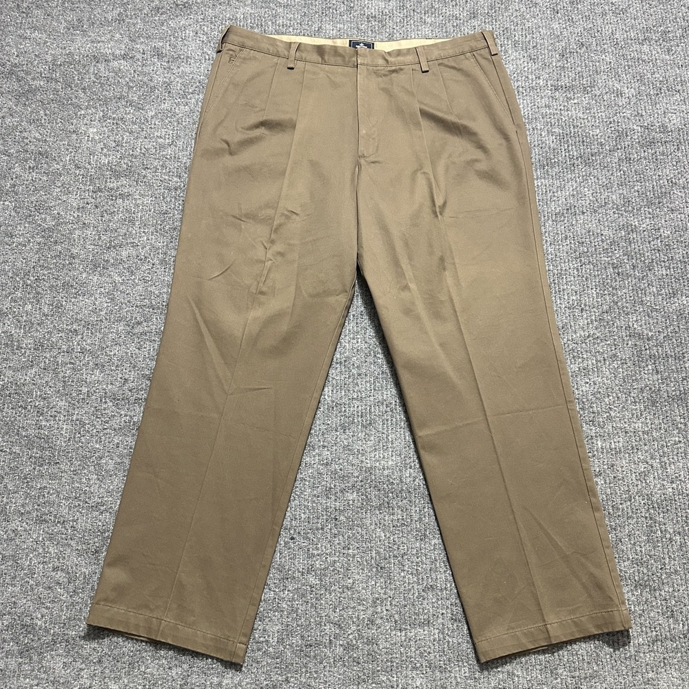 Dockers D4 Mens Dress Pants Size 40x32 Brown‎ Cotton Pleated Front High Rise